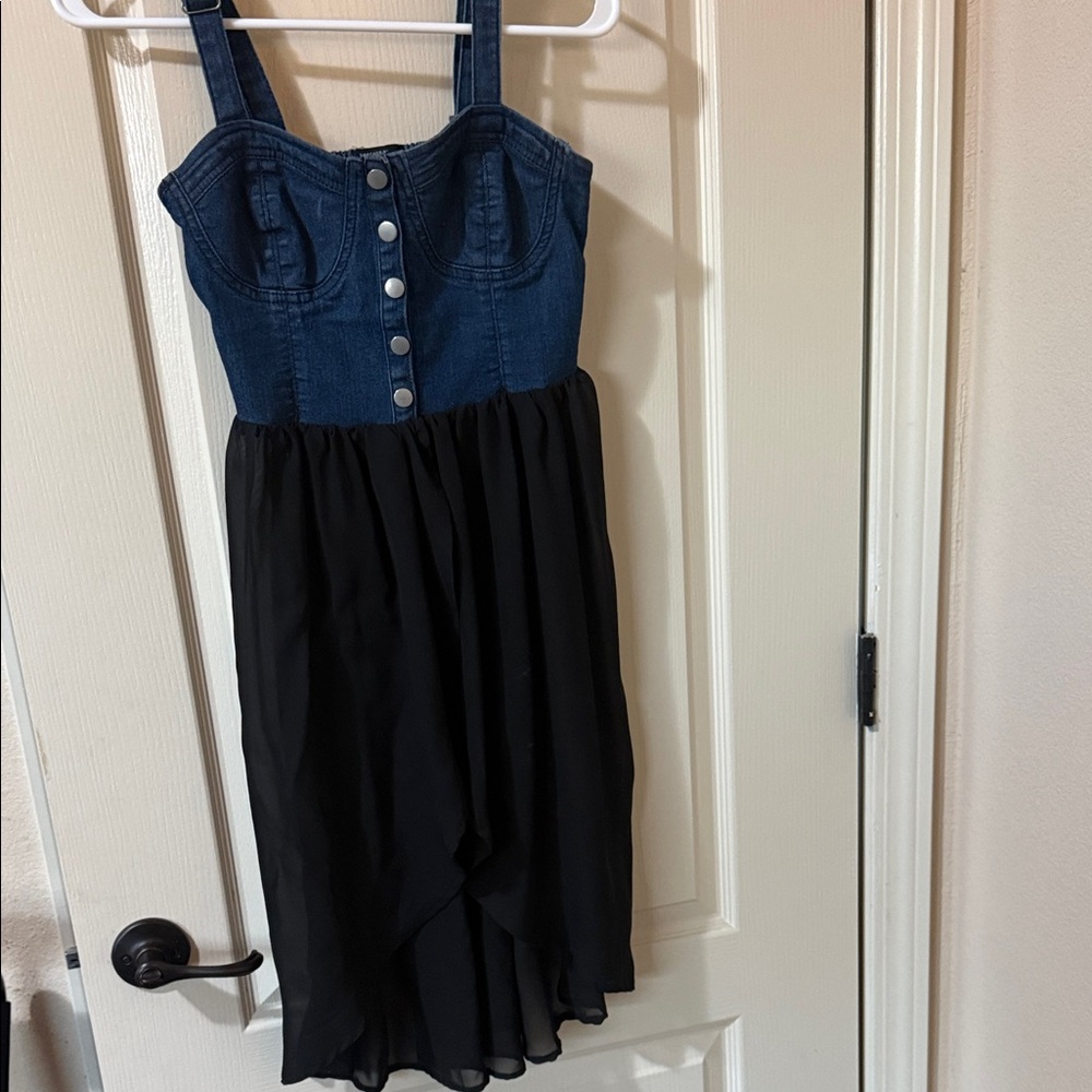 Forever 21 Blue and Black Denim Bustier Top